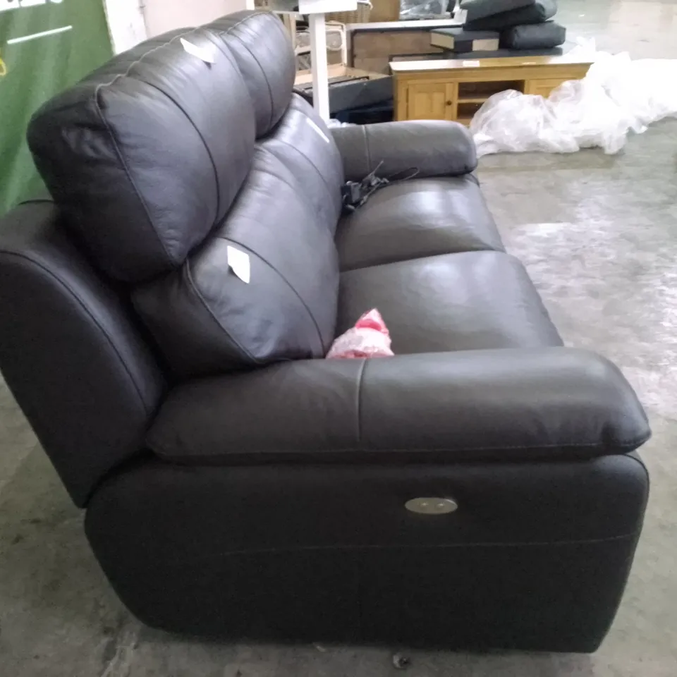 QUALITY ITALIAN DESIGNER PATRIZIO 3 SEATER 2PCS ELECTRIC RECLINER SOFA - DARK BROWN LEATHER   