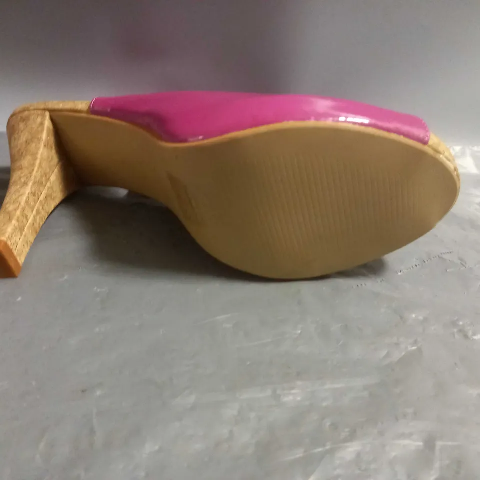 SPOT ON LADIES SLINGBACK OPEN TOE SANDALS PINK PATENT SIZE 6
