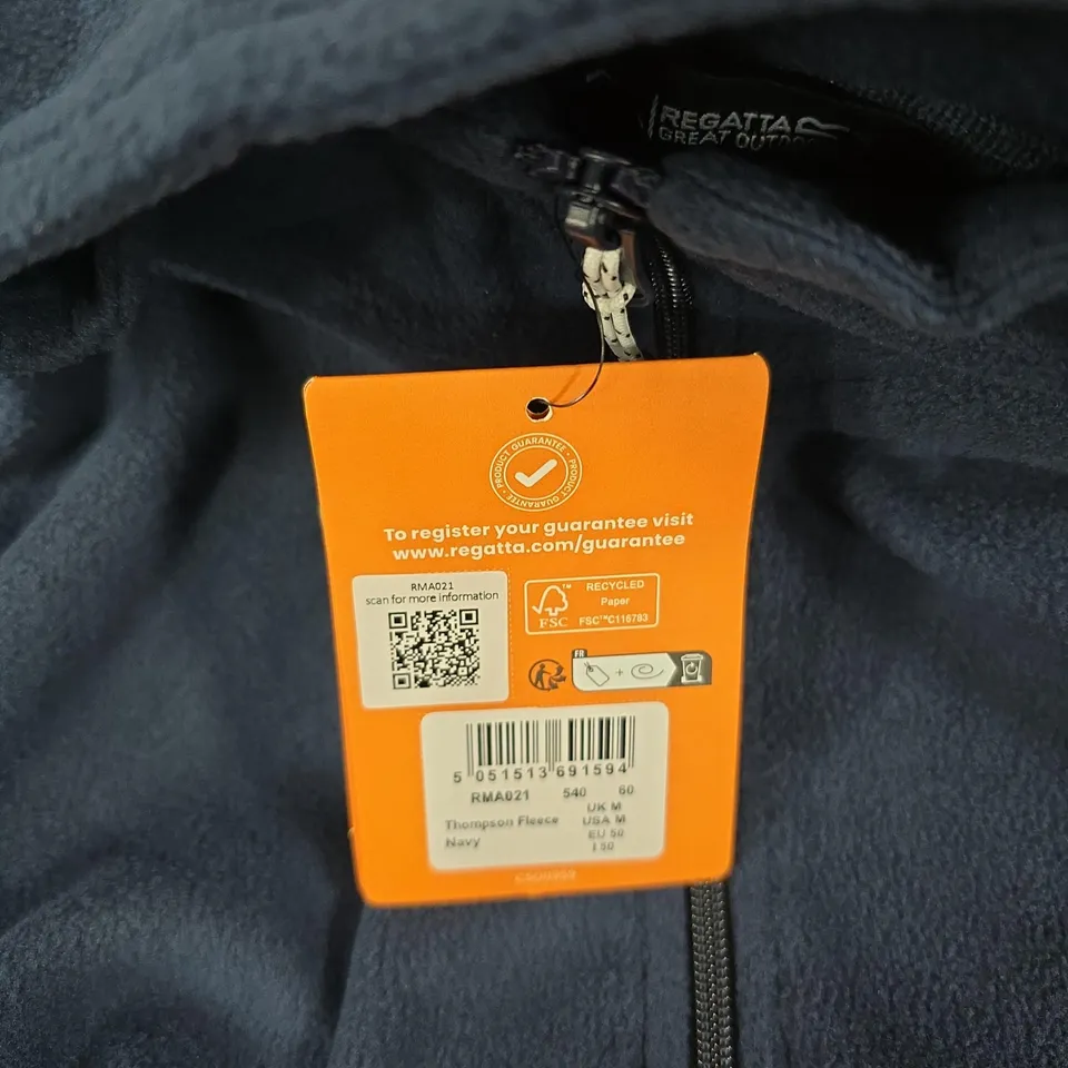 REGATTA THOMPSON FLEECE NAVY, MEN'S ZIP-NECK FLEECE, UK M