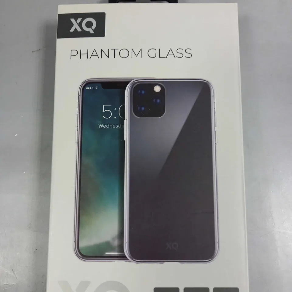 APPROXIMATELY 60 BRAND NEW BOXED XQ PHANTOM GLASS PROTECTIVE CASES FOR IPHONE 5.8" 2019 MODEL 