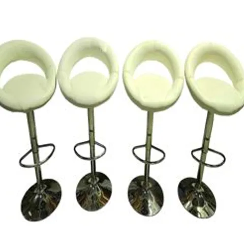 FOUR CREAM SWIVEL BAR STOOLS