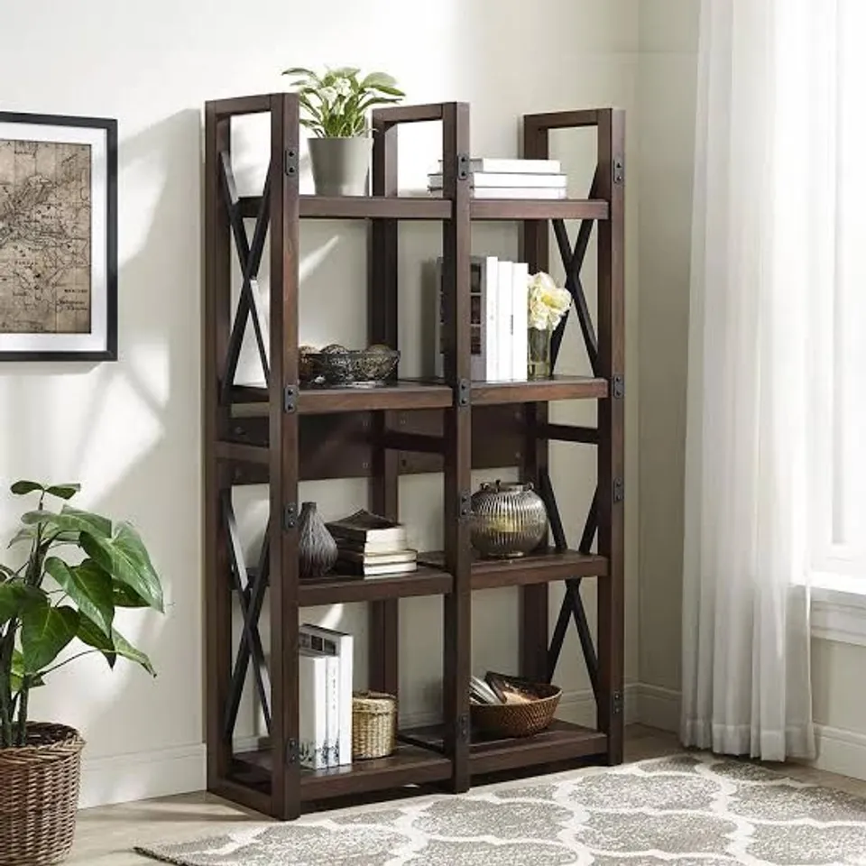 BOXED WILDWOOD WOODEN BOOKCASE IN ESPRESSO