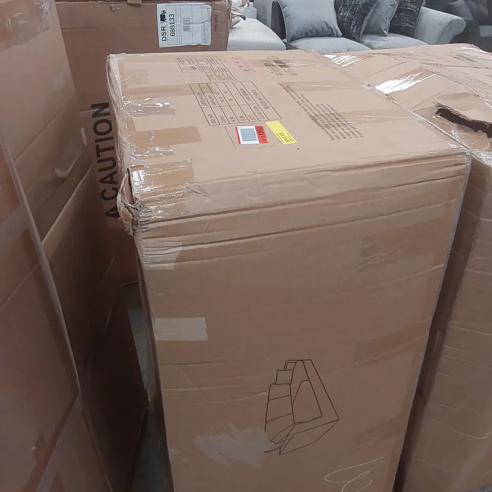 BOXED DESIGNER DARK GREY UPHOLSTERED SOFA