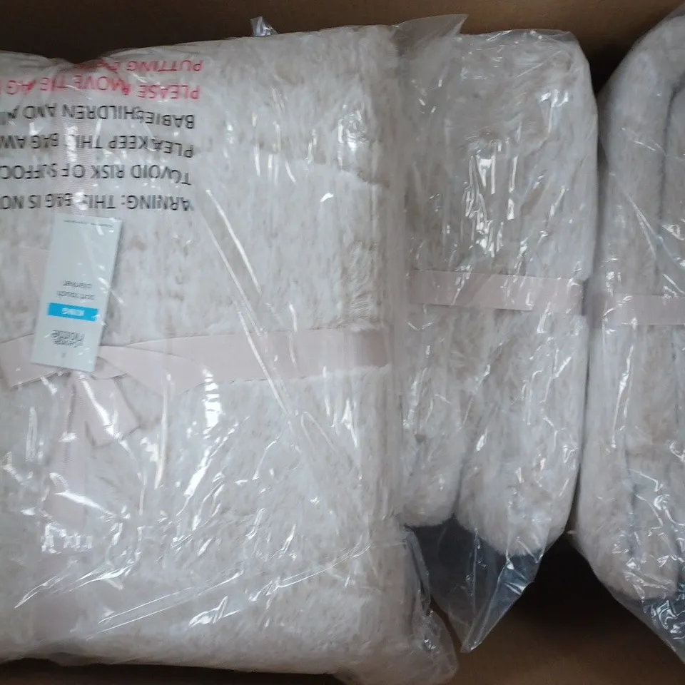 BOX OF APPROXIMATELY 5 KING SIZE SOFT TOUCH BLANKET IN LIGHT BROWN - COLLECTION ONLY