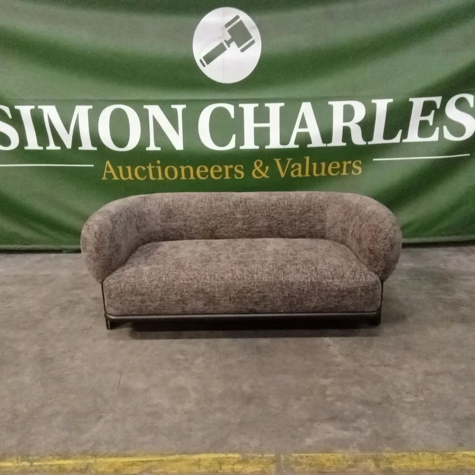 DANETTI FLORENCE MOCHA FABRIC WITH DARK WOOD 2 SEATER SOFA RRP £1099