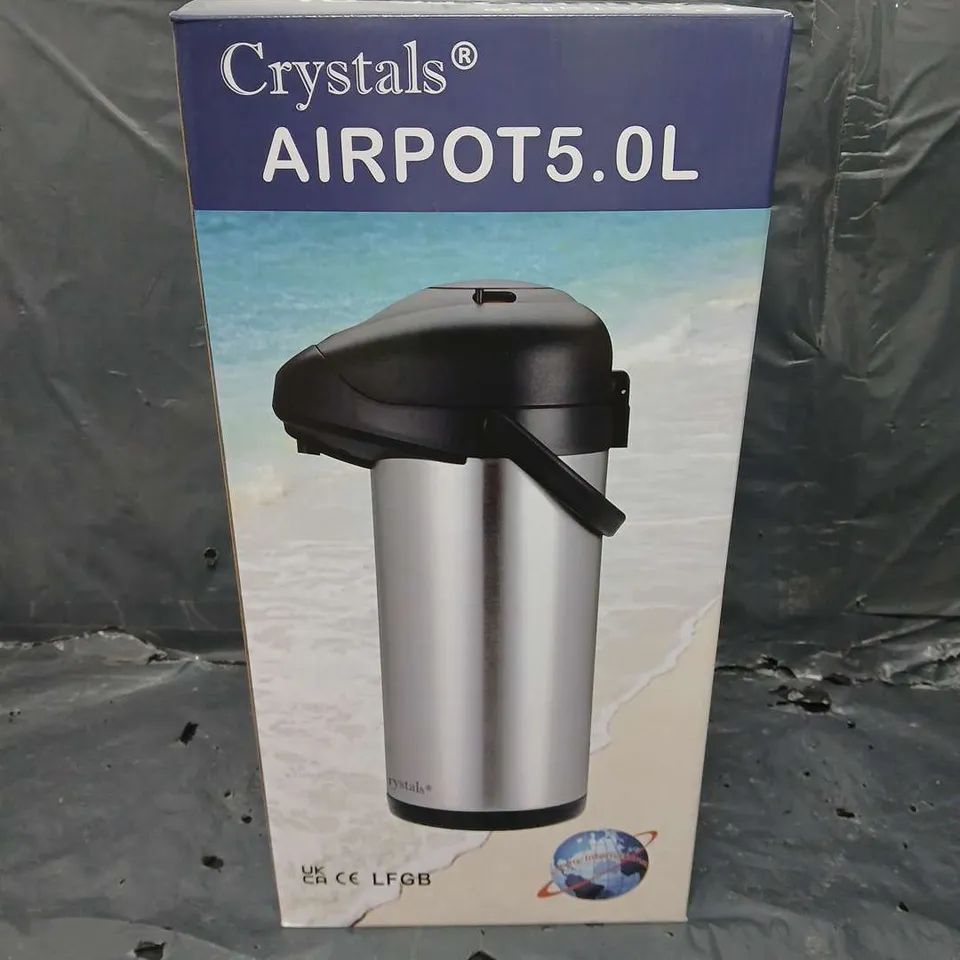 BOXED CRYSTALS AIRPOT HOT/COLD PUMP FLASK 