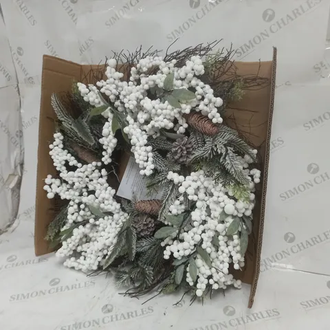 WHITE BERRY PRE-LIT CHRISTMAS WREATH