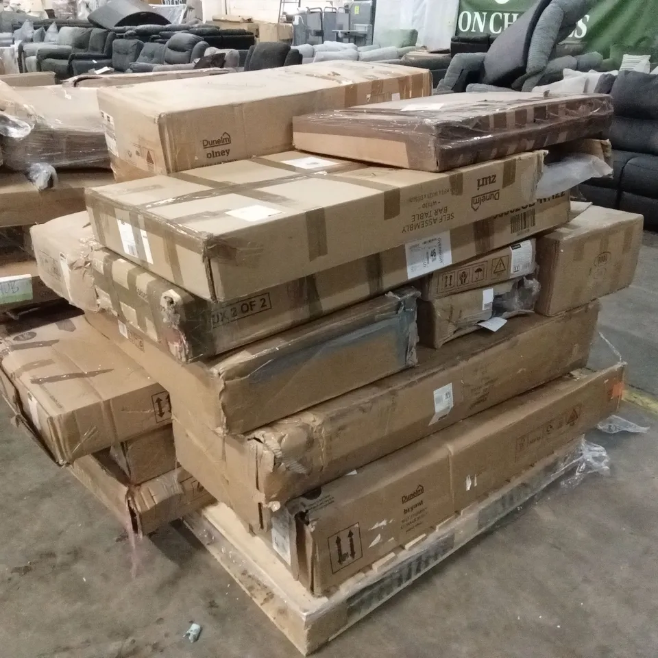 PALLET OF ASSORTED INCOMPLETE DESIGNER FURNITURE PARTS AND PIECES