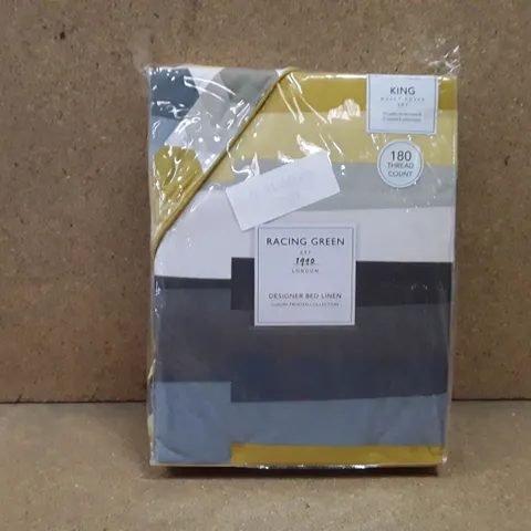 BRAND NEW RACING GREEN DUVET COVER SET KING SIZE - GREY/ORCHE 