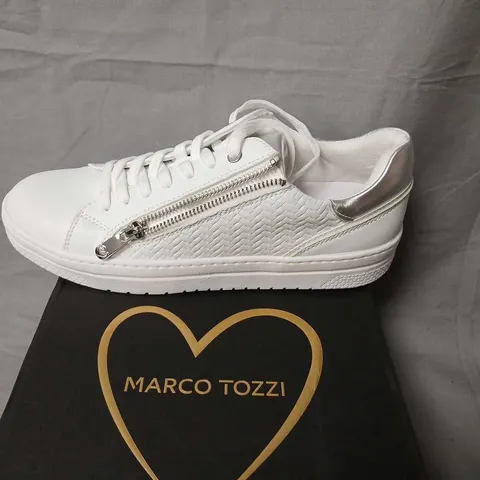 MARCO TOZZI WOMEN’S WHITE SNEAKERS WITH SIDE ZIPPERS – EU 40 (UK 7)