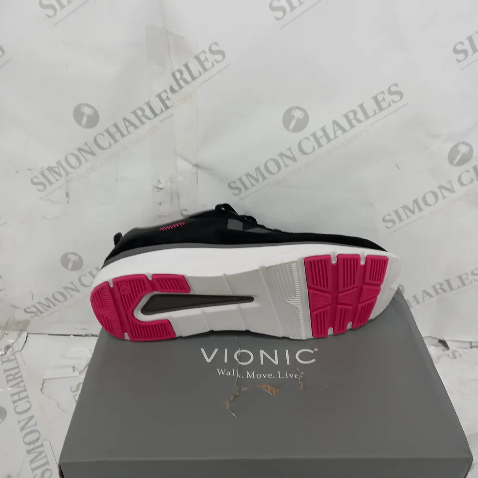 BOXED VIONIC DELMAR AYSE TRAINERS, BLACK - SIZE 8