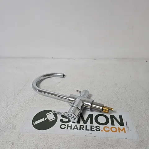 CHROME GOOSENECK KITCHEN TAP WITH BRASS CONNECTOR