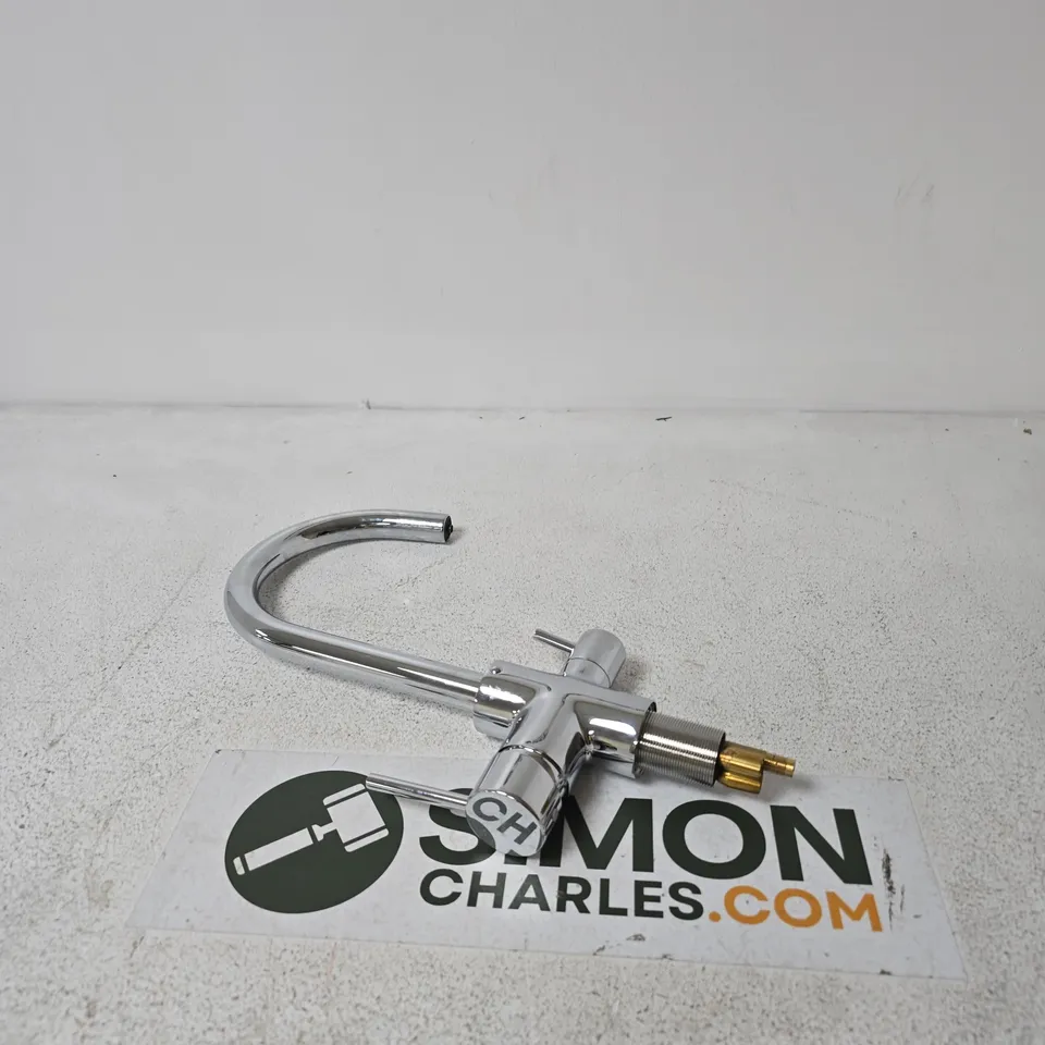 CHROME GOOSENECK KITCHEN TAP WITH BRASS CONNECTOR