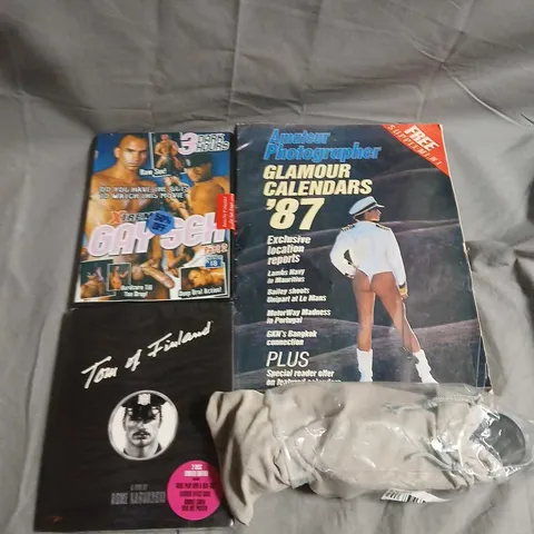 box of approx 10 assorted adult accessories to include dvds. magazines and dildo's