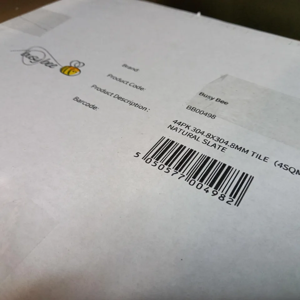 BOXED BUSYBEE NATURAL SLATE VINYL TILES - APPROX 44PK