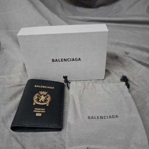 BALENCIAGA LEATHER PASSPORT WALLET - BLACK