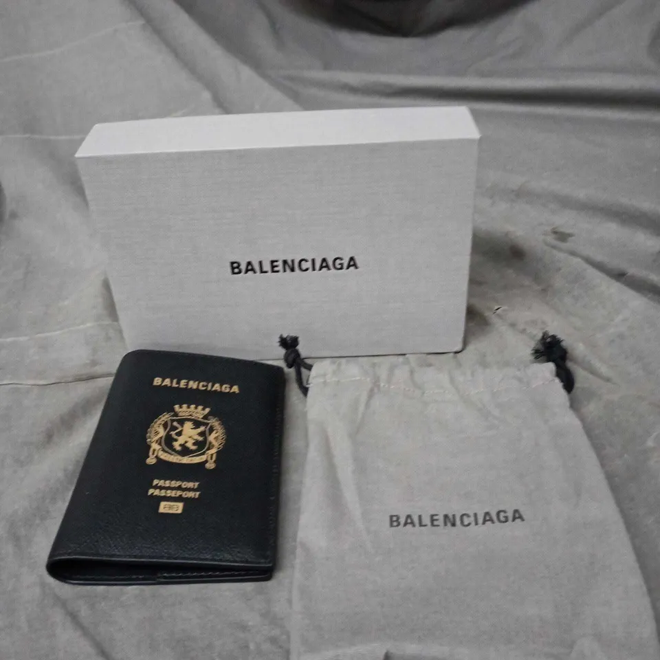 BALENCIAGA LEATHER PASSPORT WALLET - BLACK