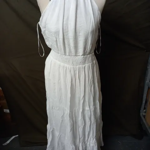 BLUE VANILLA DRAWSTRING MAXI HALTER NECK DRESS - UK 14