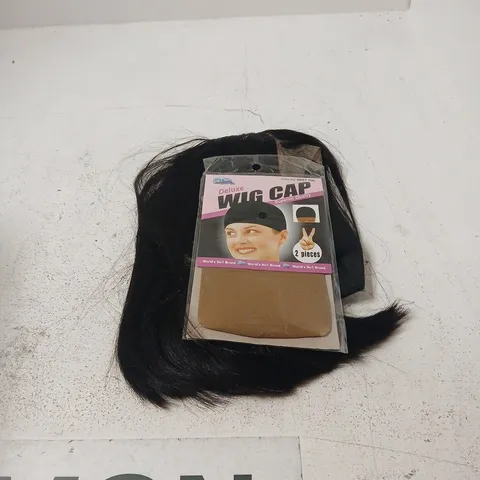 TOTE OF APPROXIMATELY 8 ASSORTED WIG/RELATED ITEMS TO INCLUDE DREAM DELUXE WIG CAP ETC