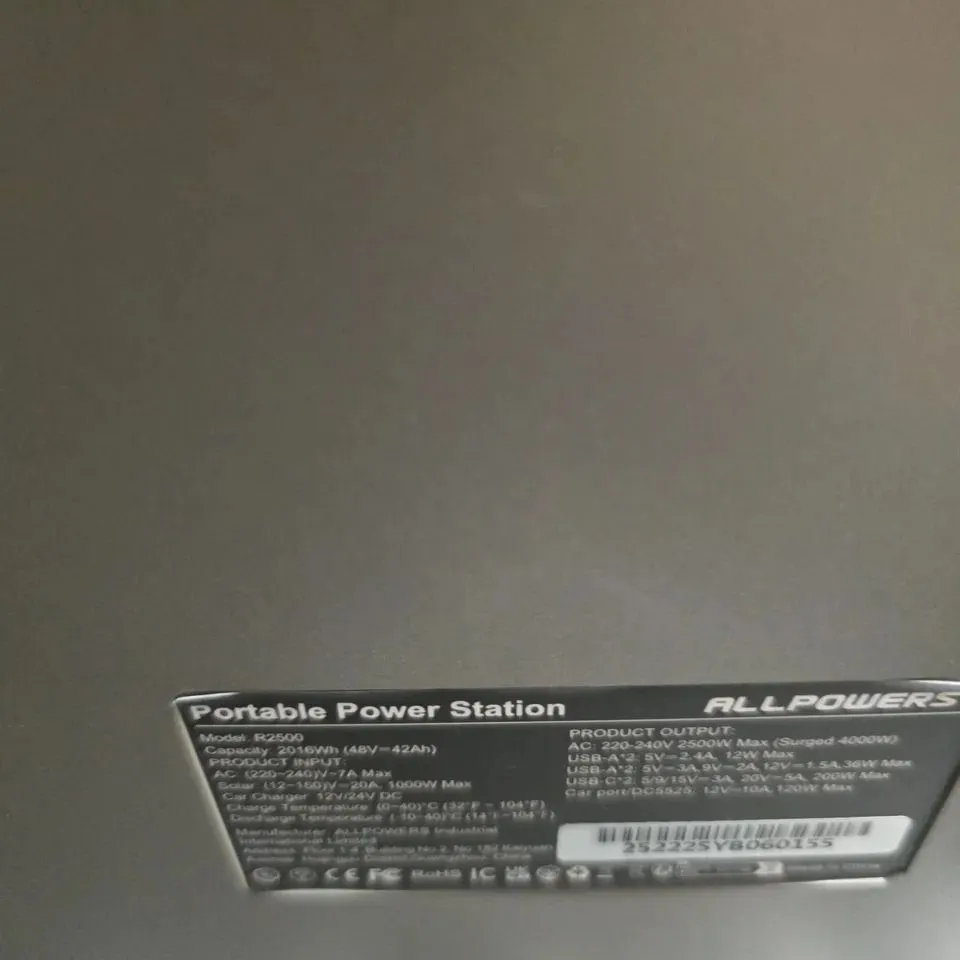 ALLPOWERS PORTABLE POWER STATION – MODEL R2500 (2015WH)