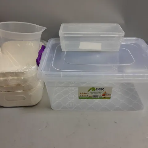 LOT OF ASSORTED KITCHEN STORAGE BOXES AND JUG