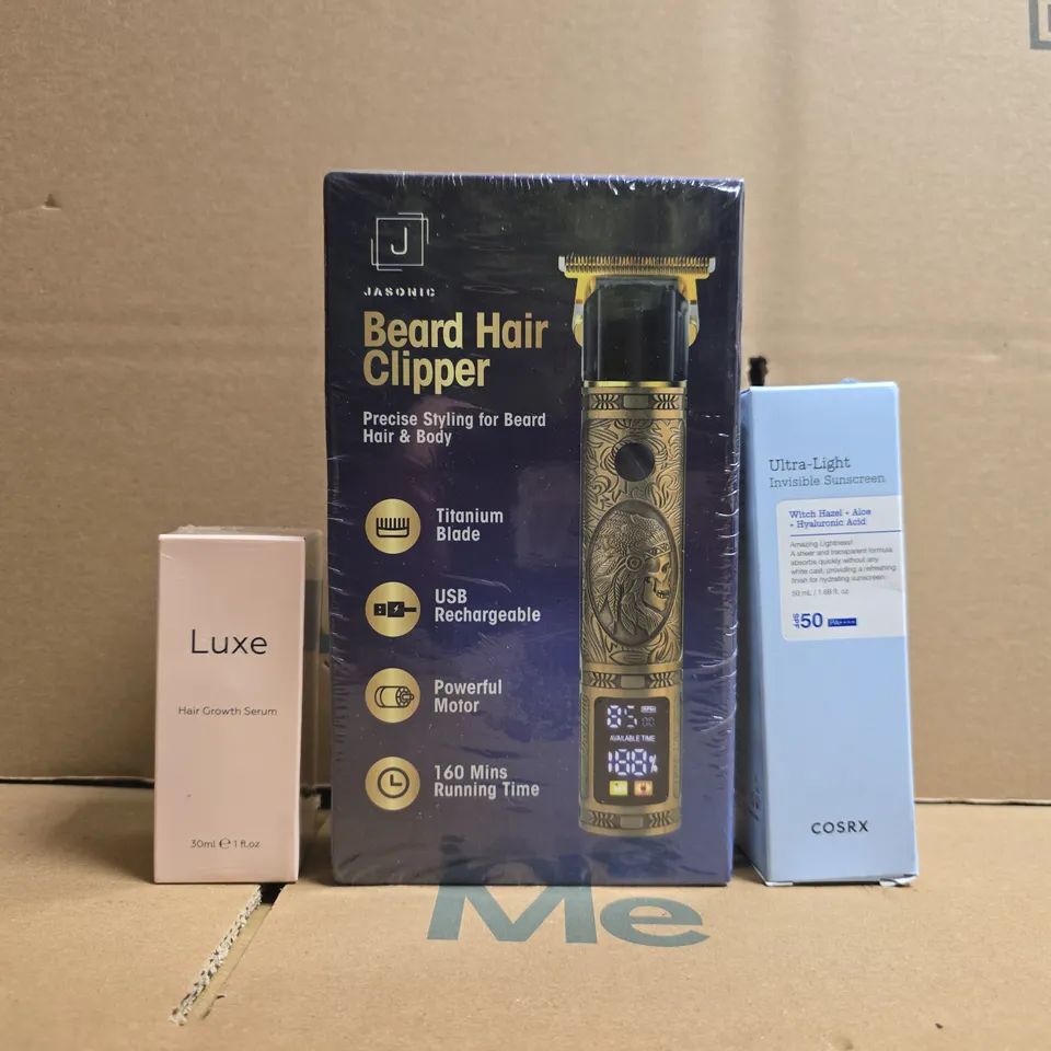 APPROXIMATELY 20 ASSORTED COSMETIC ITEMS TO INCLUDE BEARD HAIR CLIPPER, COSRX, LUXE, ETC - COLLECTION ONLY