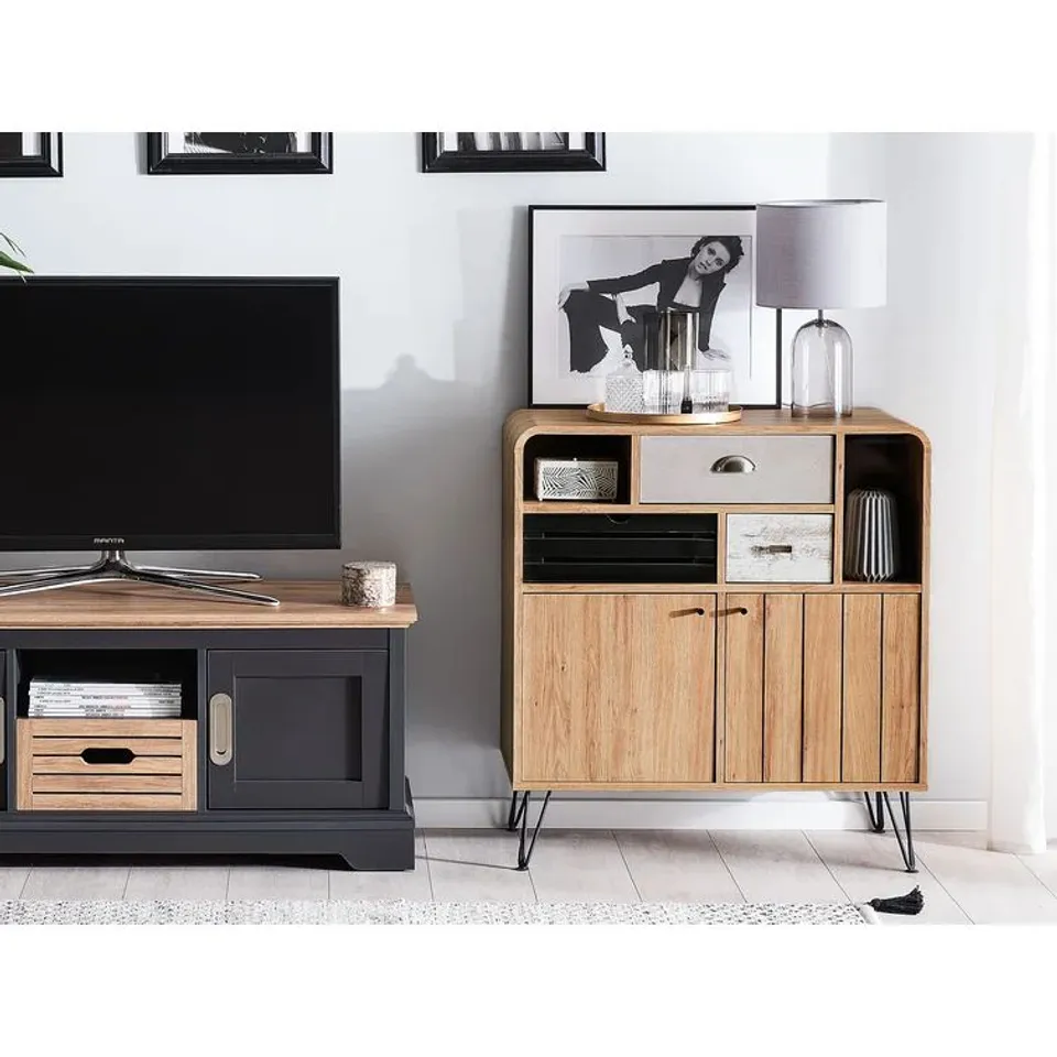 BOXED STATEBURG 80CM WIDE 3 DRAWER SIDEBOARD (2 BOXES)