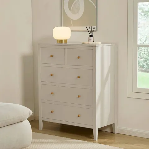 BOXED DUSK POPPY 5 DRAWER CHEST - CREAM (1 BOX)
