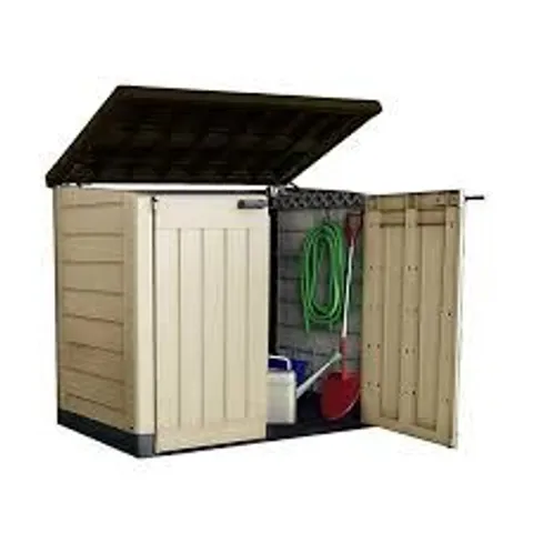 BOXED KETER STORE IT OUT MAX 1200L POLYPROPYLENE GARDEN STORAGE - BROWN/BEIGE (1 BOX)