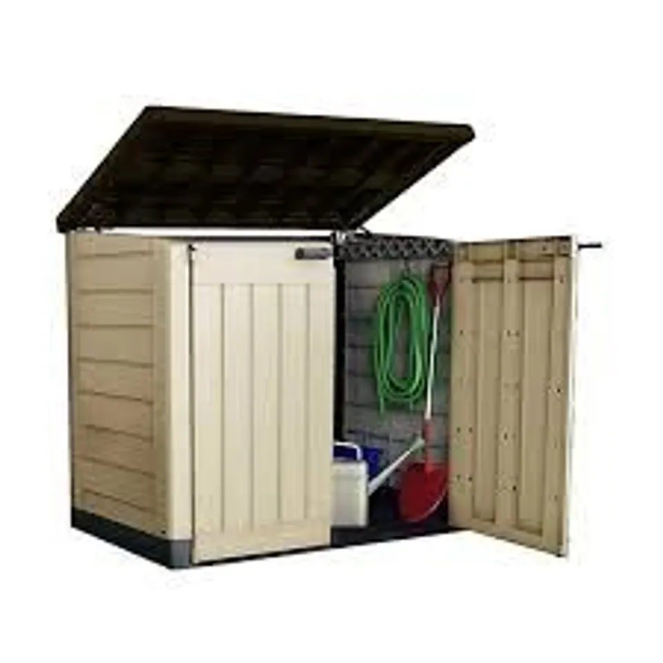 BOXED KETER STORE IT OUT MAX 1200L POLYPROPYLENE GARDEN STORAGE - BROWN/BEIGE (1 BOX)