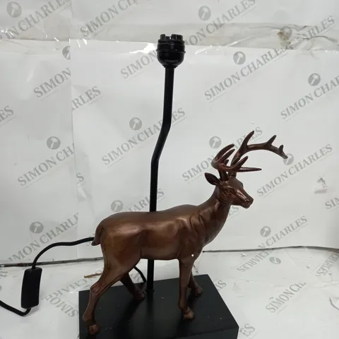 BOXED ALISON CORK ANIMAL TABLE LAMP - BRASS STAG