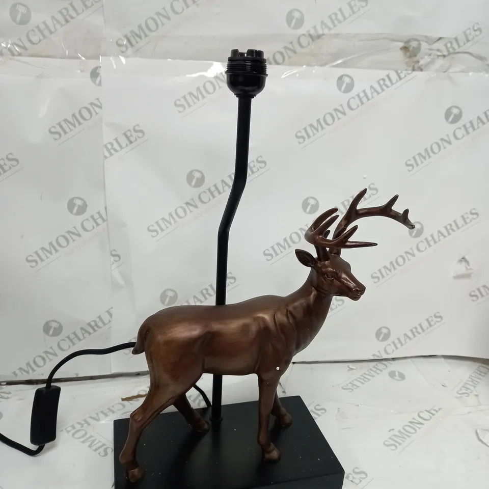 BOXED ALISON CORK ANIMAL TABLE LAMP - BRASS STAG