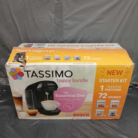 BOXED TASSIMO HAPPY POD ESSENTIAL COFFEE MACHINE IN BLACK