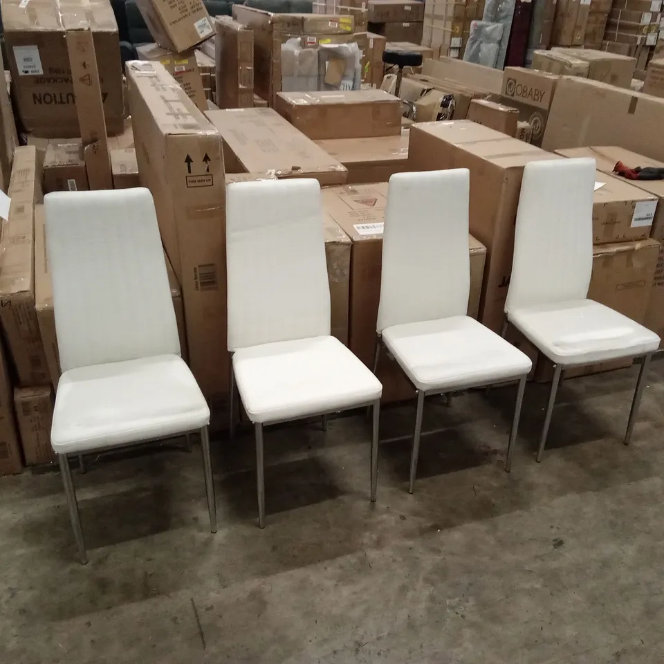 SET OF 4 QUALITY DESIGNER FAUX LEATHER DINING CHAIRS 