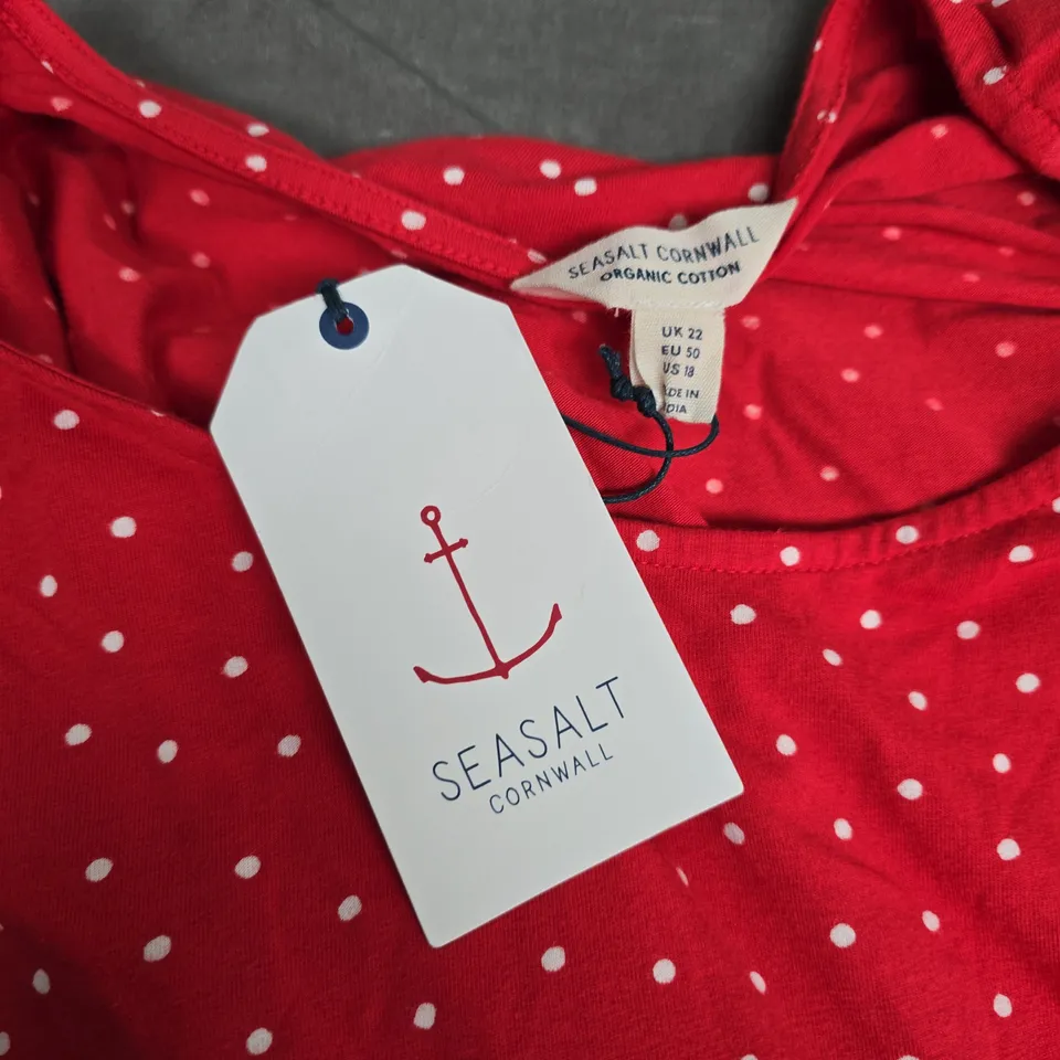SEASALT CORNWALL S/S APRIL DRESS IN RUSTIC SPOT RASPBERRY - UK 22