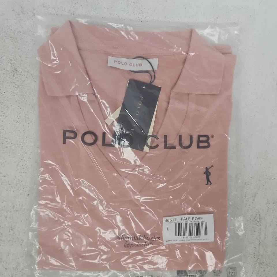 BAGGED POLO CLUB SHORT SLEEVE POLO SHIRT IN PALE ROSE SIZE LARGE