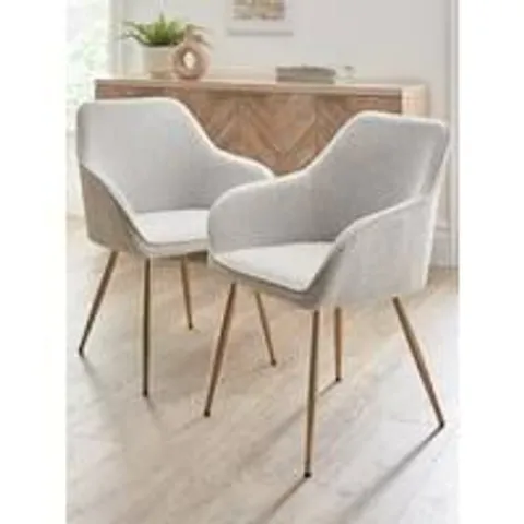 ALISHA PAIR OF BOUCLE DINING CHAIRS - COLLECTION ONLY