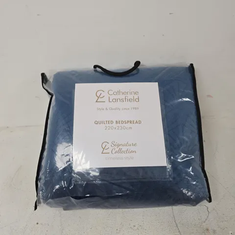 CATHERINE LANSFIELD SIGNATURE COLLECTION ART DECO PEARL QUILTED BEDSPREAD, NAVY, 220X230 CM