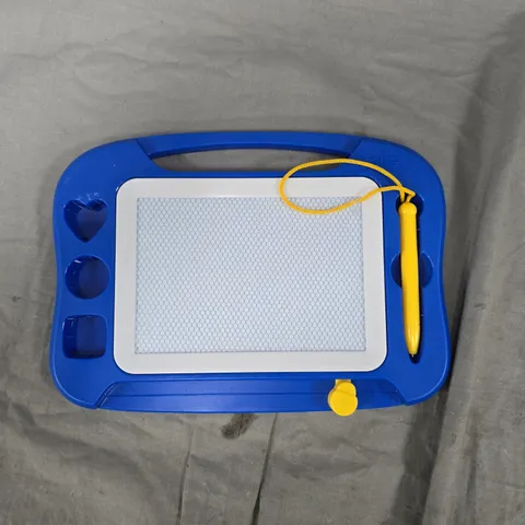 BLUE MAGNETIC DRAWING BOARD WITH YELLOW STYLUS – CHILDREN'S TOY
