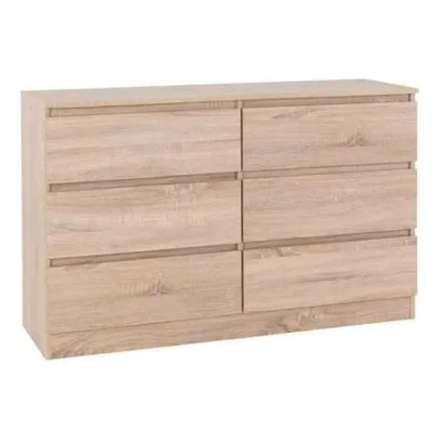 BOXED SECONIQUE MALVERN 6 DRAWER CHEST IN SONOMA OAK EFFECT (2 BOXES)
