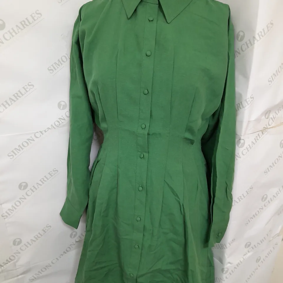 OLIVER BONAS MINI SHIRT DRESS IN GREEN SIZE 8