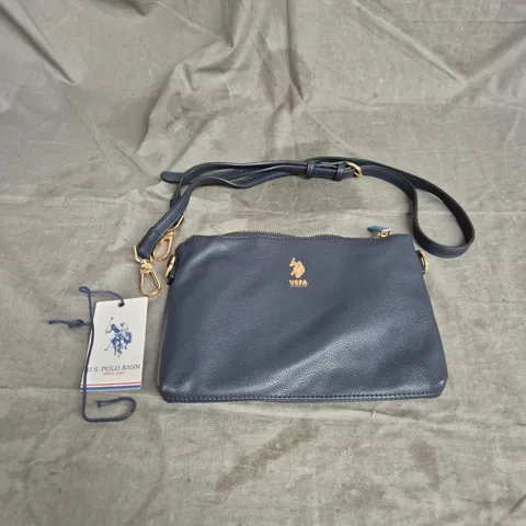 US POLO ASSN NEW JONES FLAT CROSSBODY BAG IN PU NAVY 
