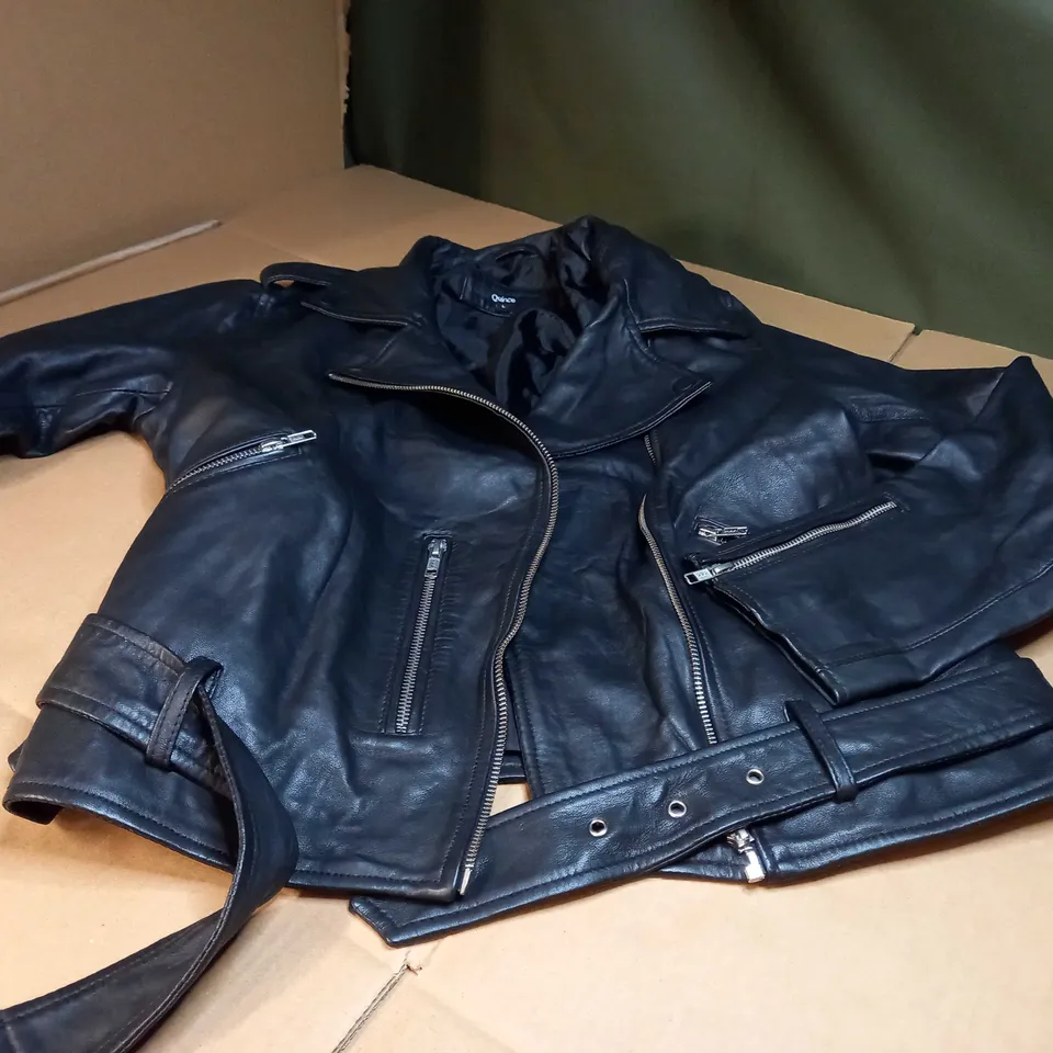 QUINCE SHEEP LEATHER BLACK BIKER JACKET - LARGE