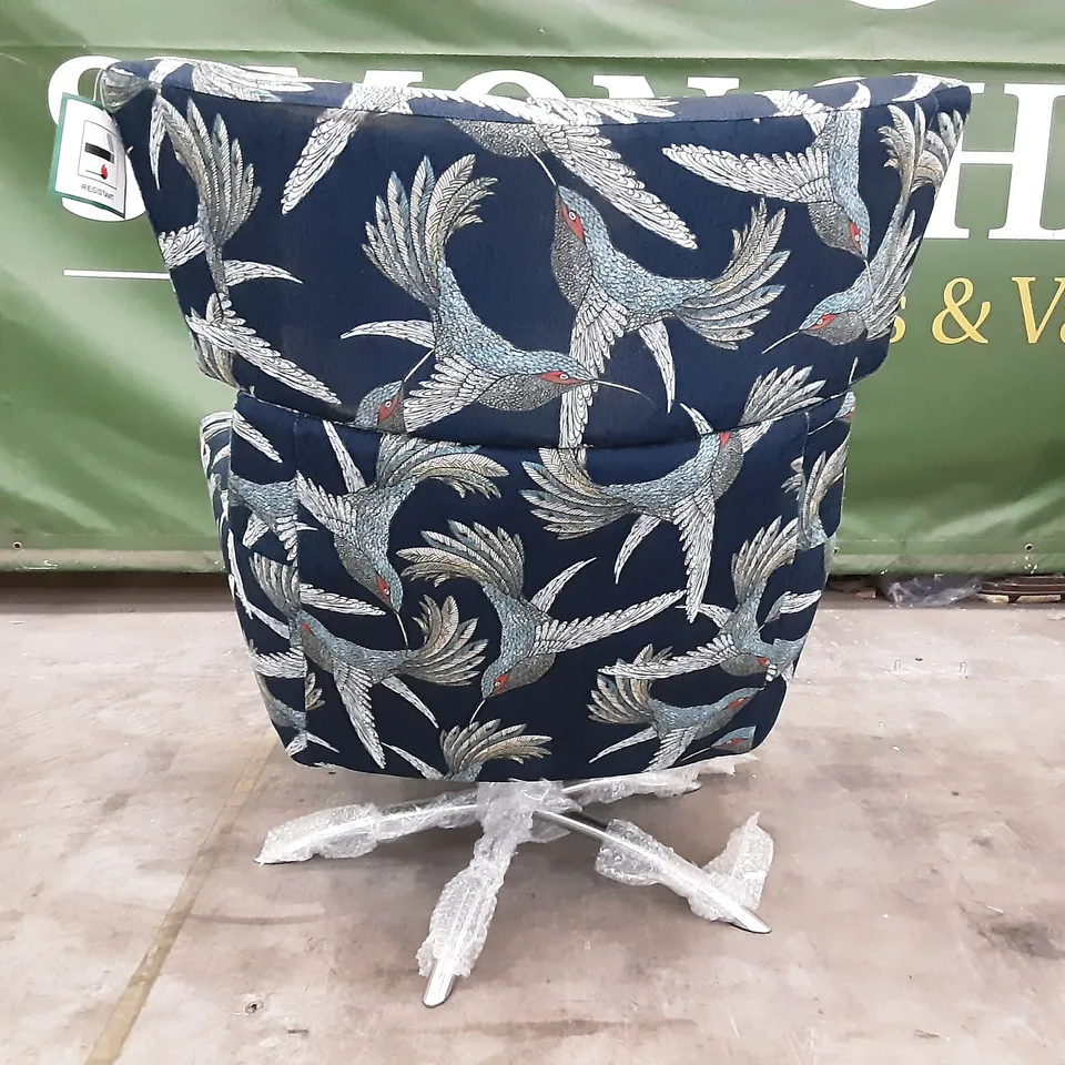 QUALITY BRITISH MANUFACTURED DESIGNER THE LOUNGE CO. JACOB CHAIR LOR288 PARADISE BIRD NAVY 
