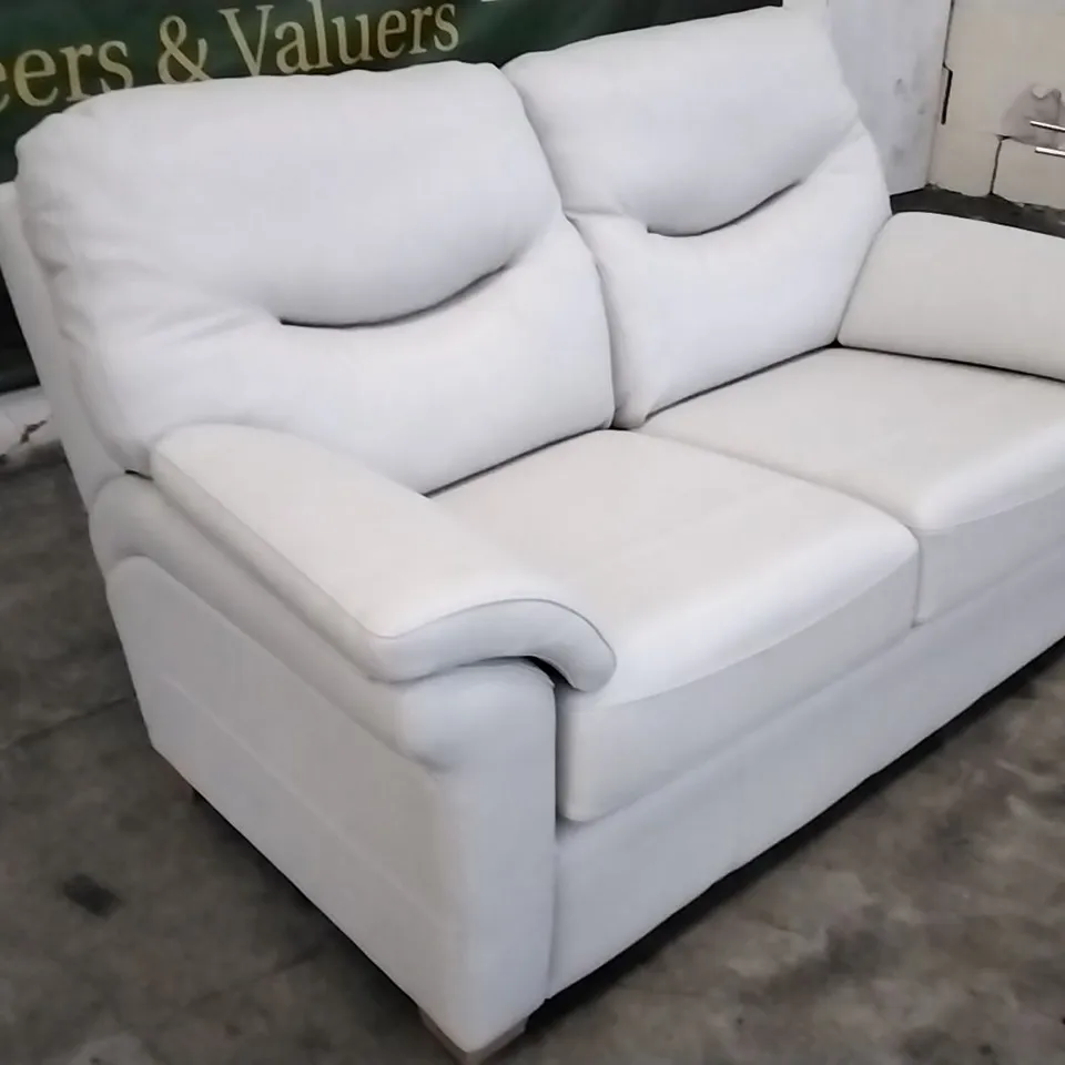 QUALITY BRITISH DESIGNED & MANUFACTURED G PLAN WASHINGTON 2 SEATER SOFA CAPRI CHALK LEATHER