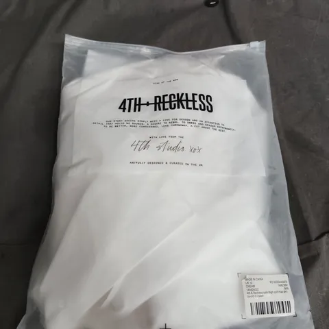 4TH & RECKLESS SATIN THIGH-SPLIT MAXI SKIRT – CREAM, UK 10