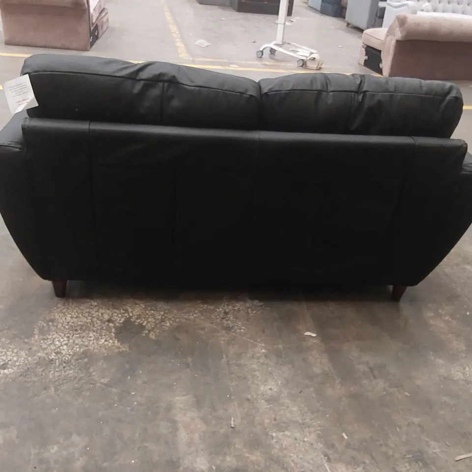 QUALITY DESIGNER SHAY 2 SEATER LEATHER SOFA - BLACK 