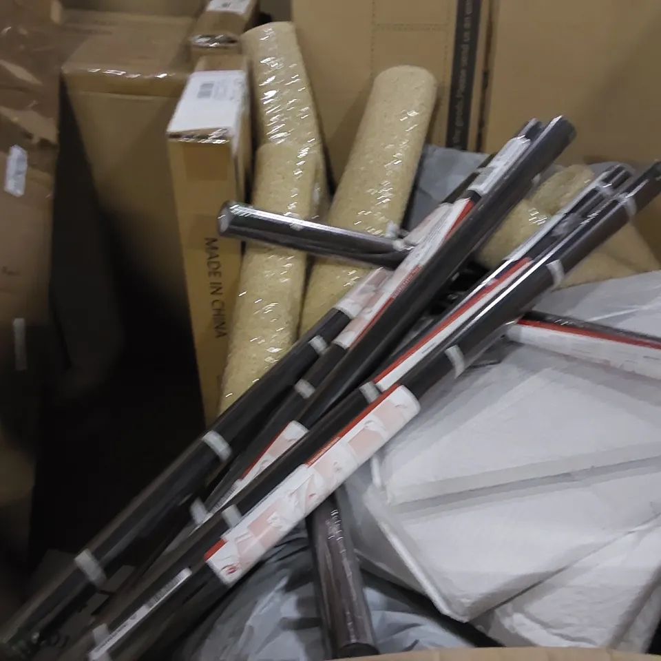 PALLET OF ASSORTED ITEMS INCLUDING: BEDSIDE BABY BED, SHELF, NON SLIP SHOWER MATS, WINDOW FILM