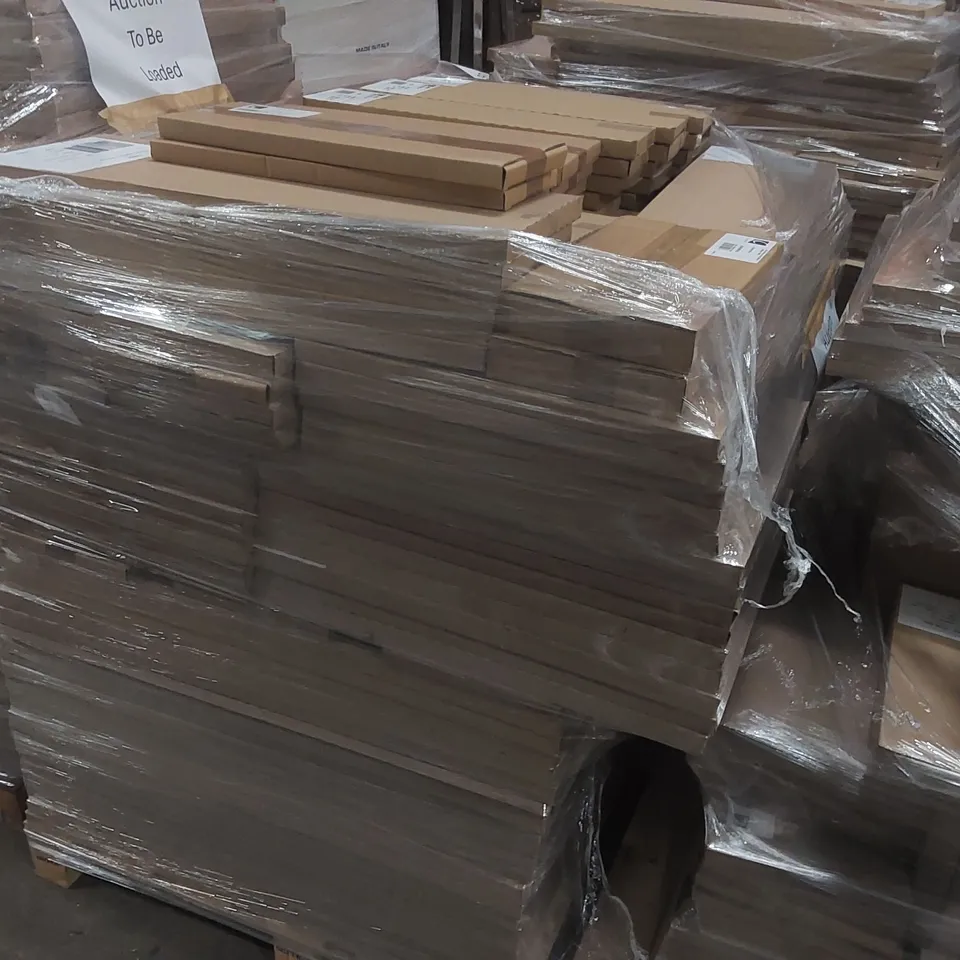 PALLET CONTAINING A LARGE QUANTITY OF ASSORTED BATHROOM FURNITURE PANELS INCLUDING: VANITY PLINTH PANEL, BASIN DOORS, WALL END/INFILL PANELS ECT