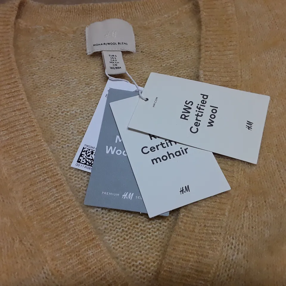 H&M MOHAIR/WOOL BLEND YELLOW CARDIGAN - EUR S